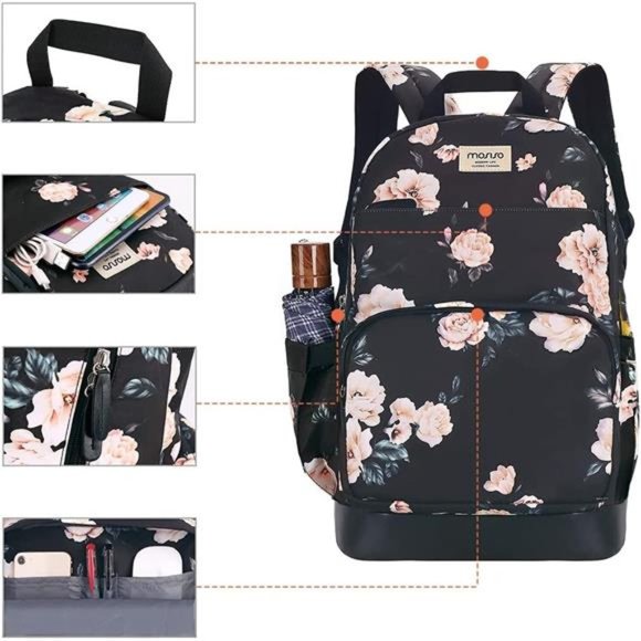 15.6-16 inch Laptop Backpack for Women, Anti-Theft Stylish & USB Charging Port